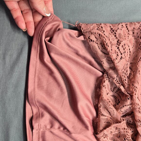 Express Pink Lace Long Sleeve Bodycon Dress 4 - Picture 12 of 15